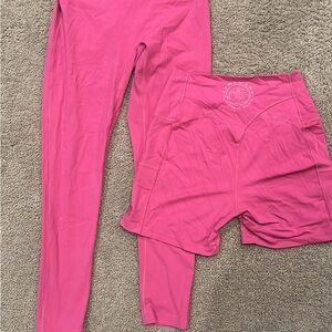 Women’s Pink Leggings and Shorts Set
